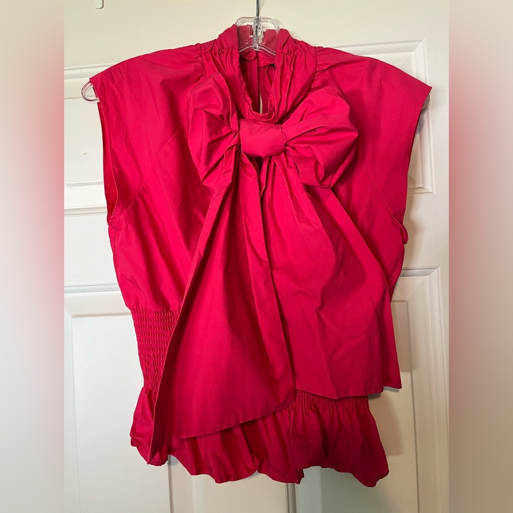 Zara Vibrant Red Bow Blouse